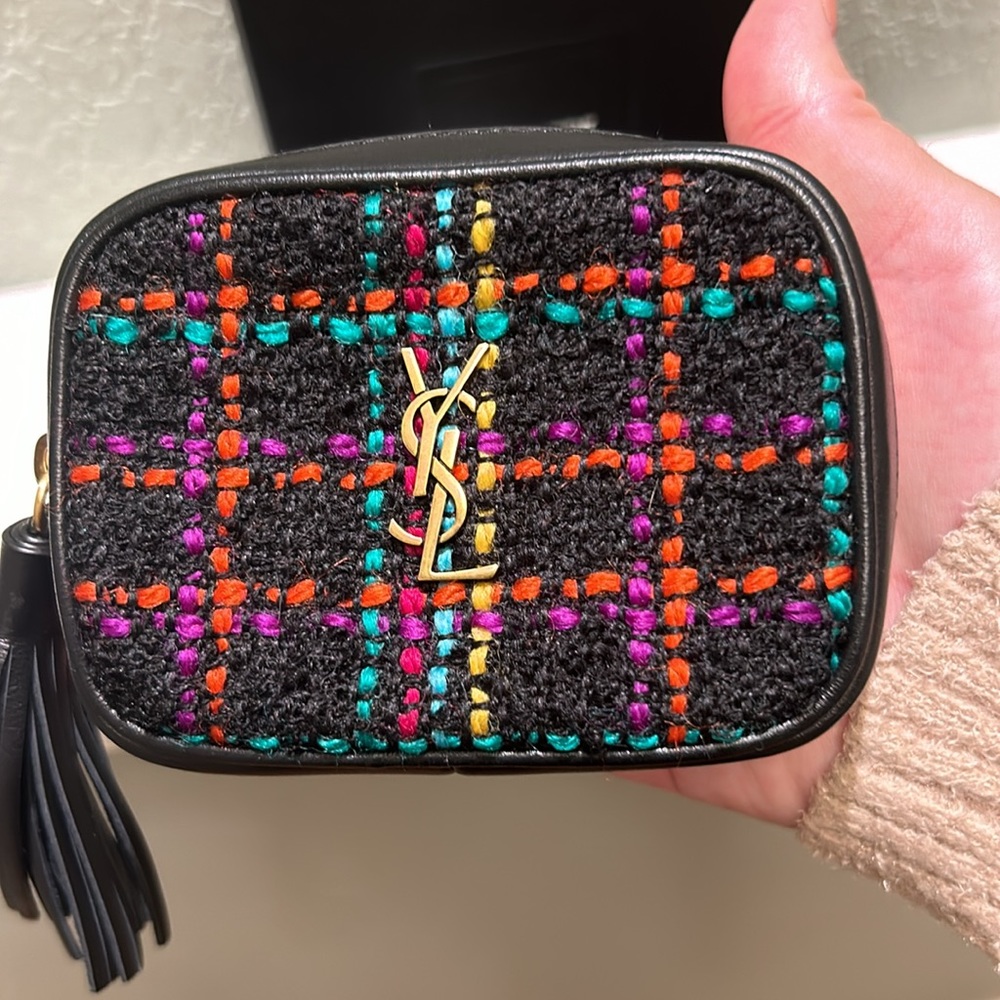 NEW WITH TAGS and box Saint Laurent Marsupio YSL plaque wool tweed belt bag - Picture 6 of 6